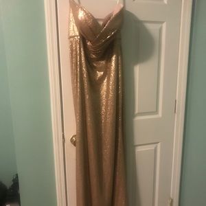 Bari Jay Gold Sequin Bridesmaid Dress
